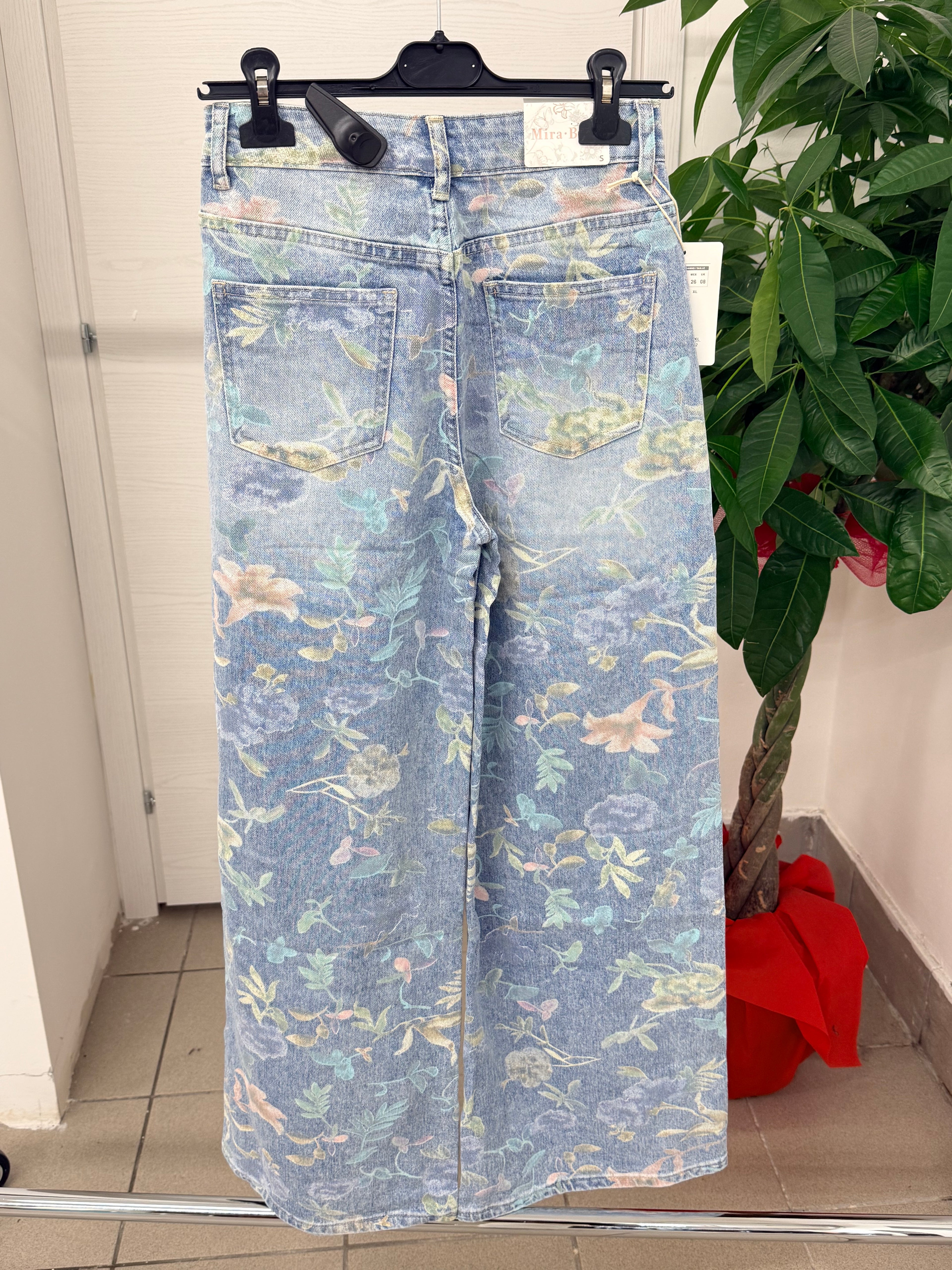 Jeans a palazzo fiorato FGD MODA