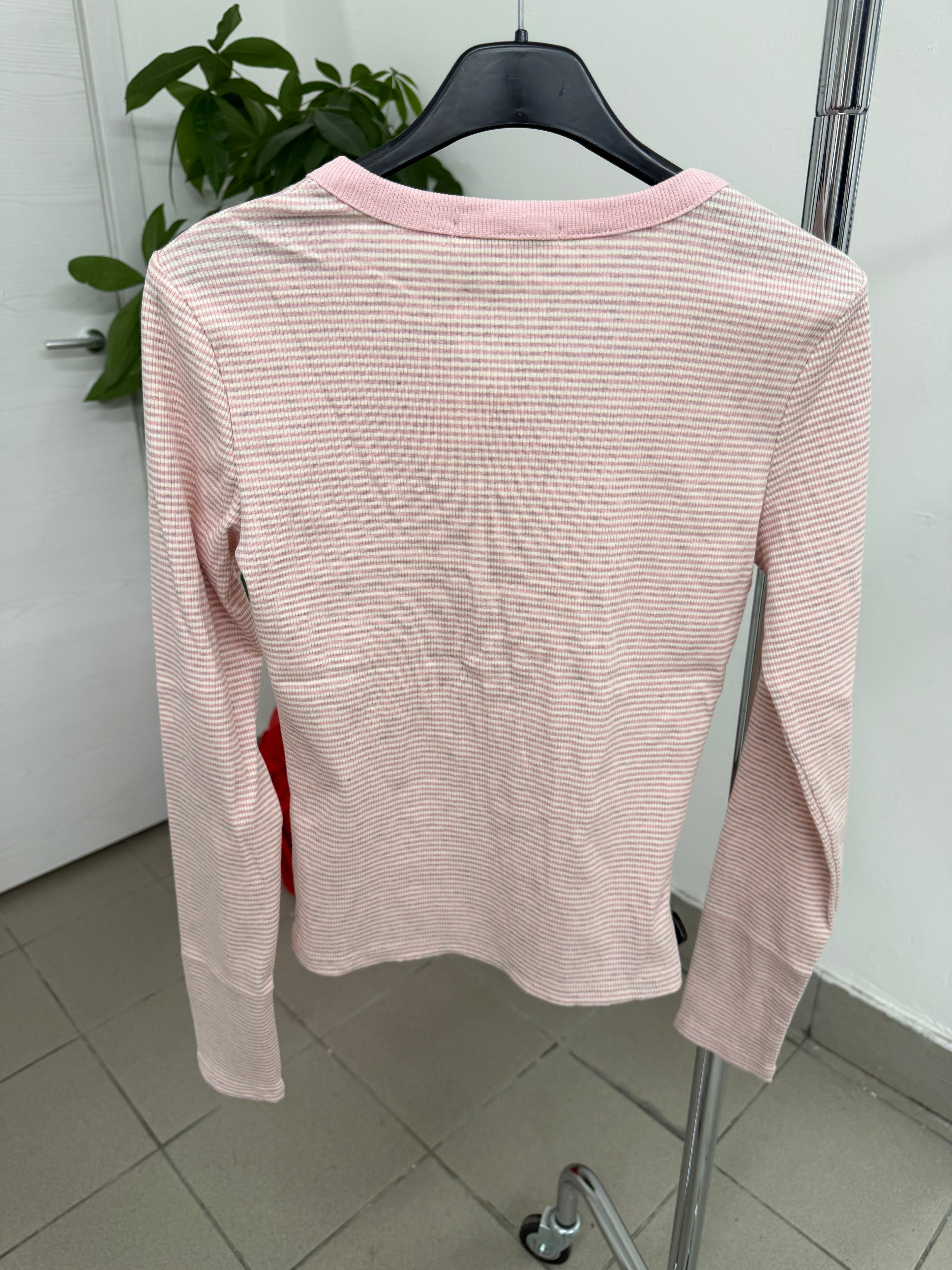 Magliettina a costine a righe con bottoni FGD MODA