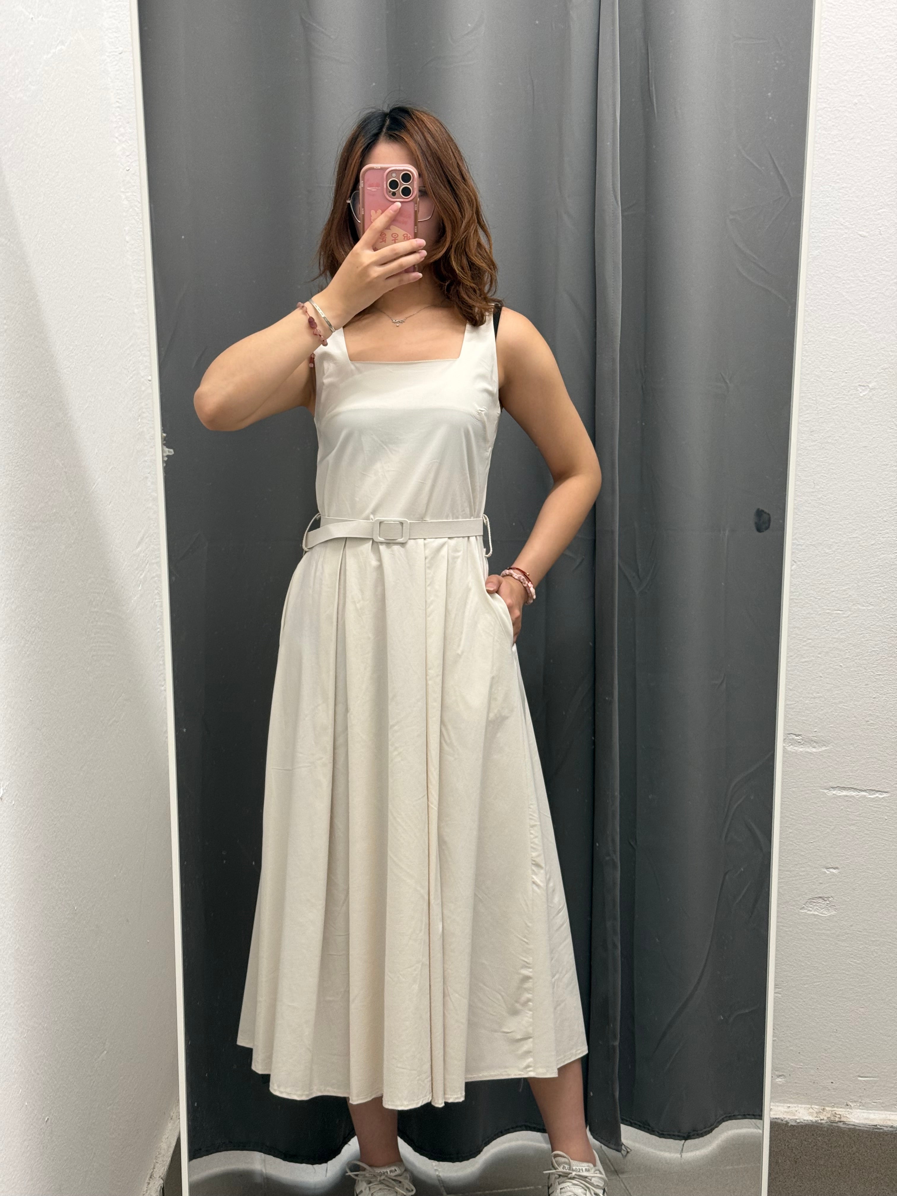 Abito Lungo Con Scollo Squadrato Con Cinta FGD MODA