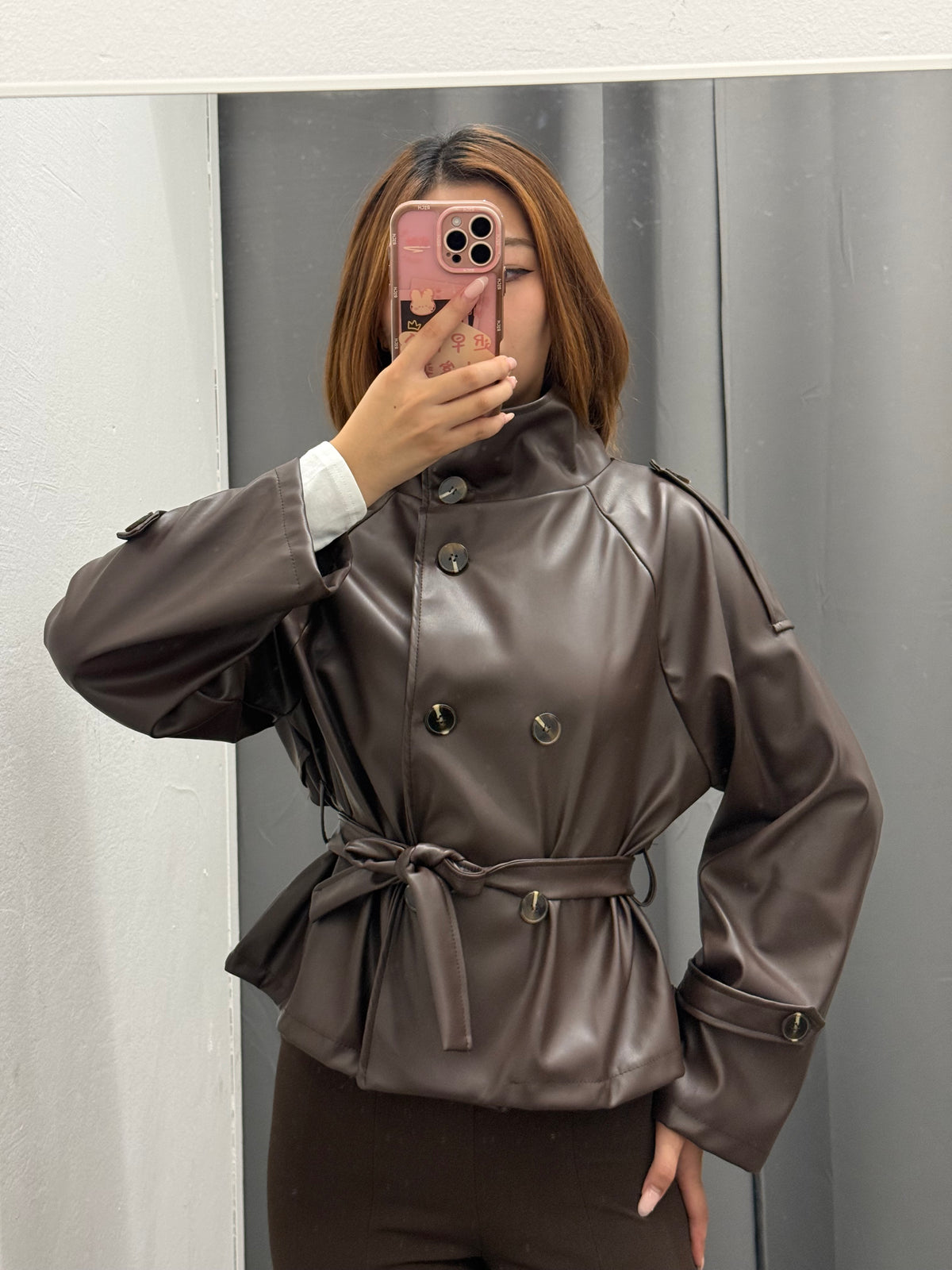 Trench Corto In Ecopelle Con Cinta FGD MODA