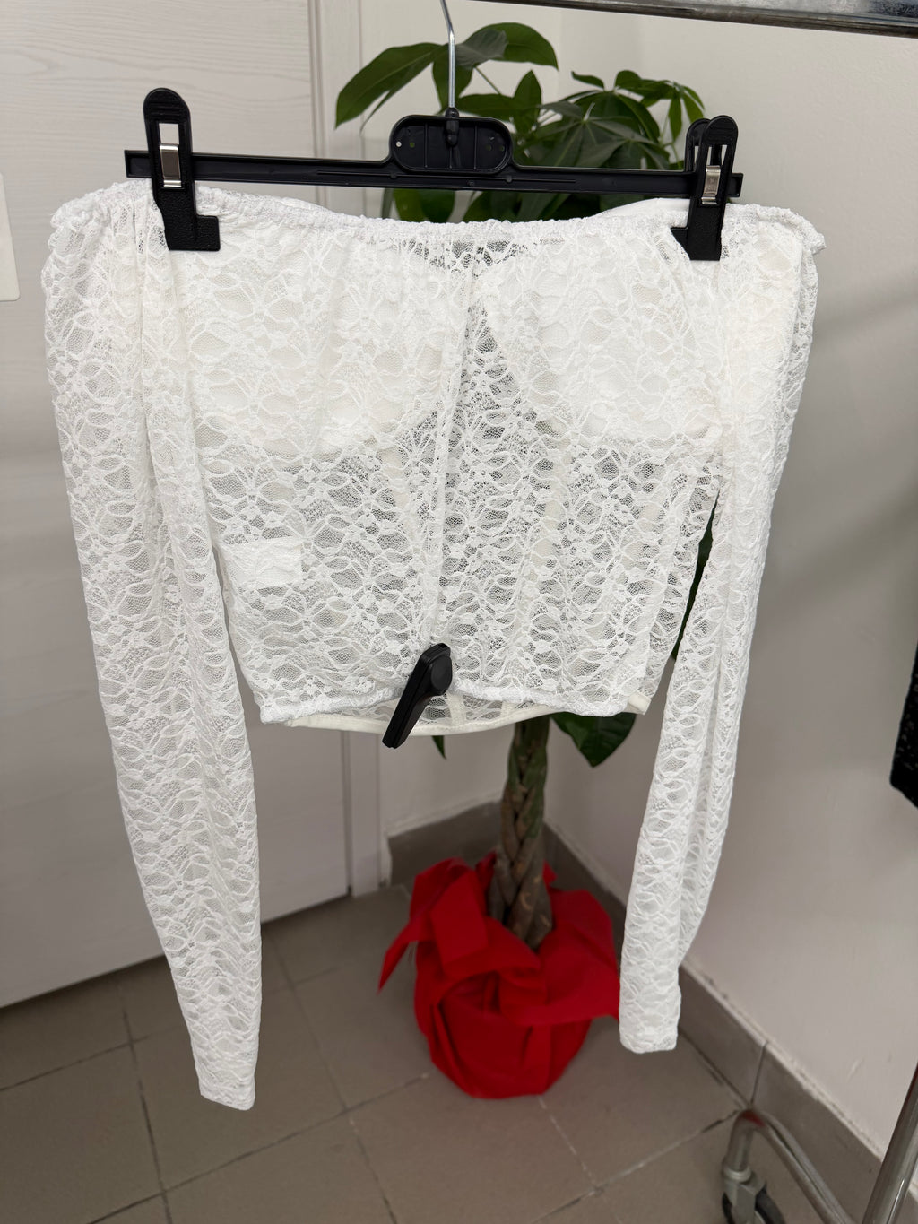 Maglietta pizzo crop effetto corpetto FGD MODA