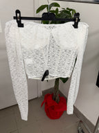 Maglietta pizzo crop effetto corpetto FGD MODA