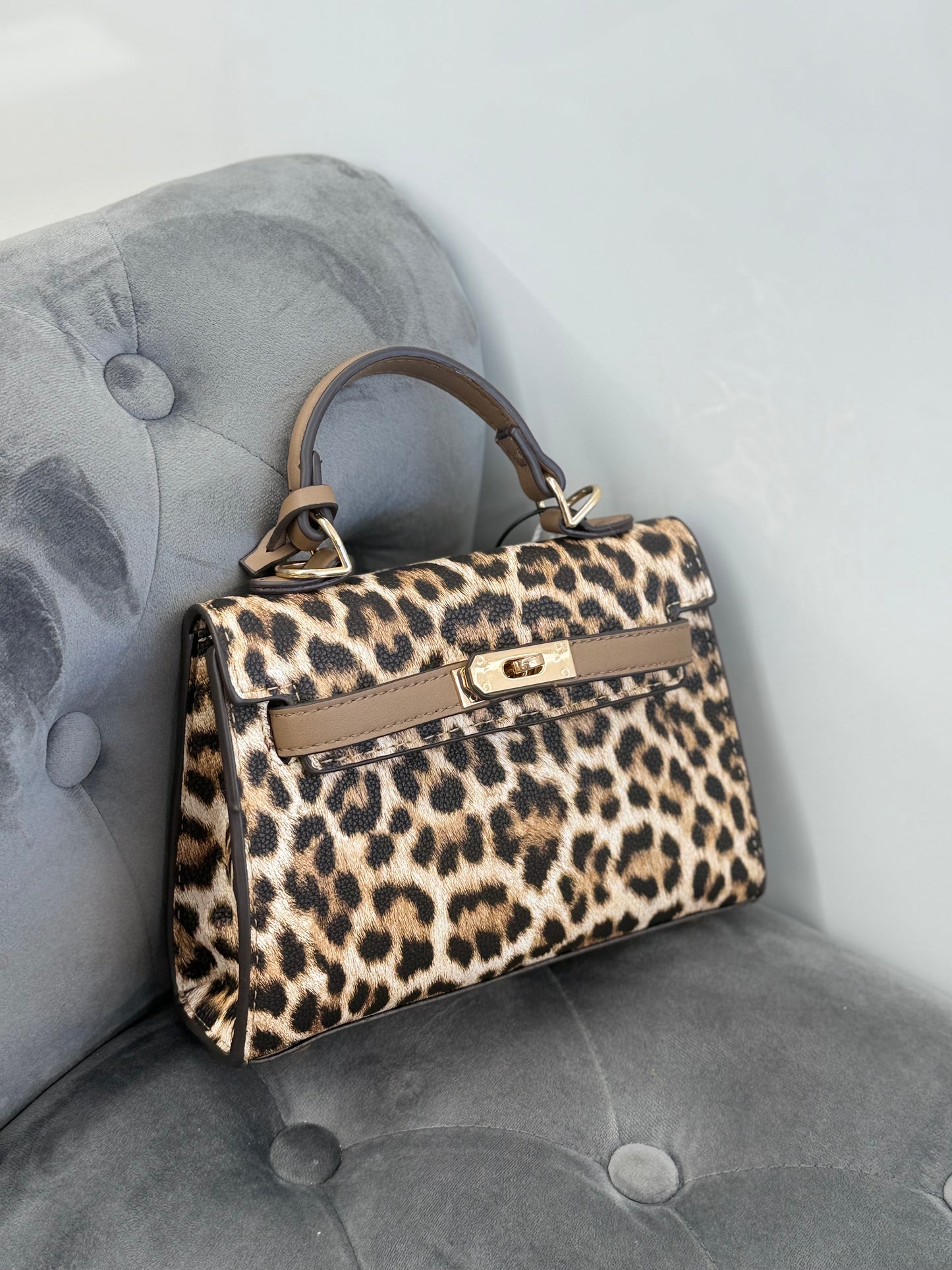 Borsa leopardata con tracolla Small