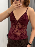 Top Semitrasparente Con Stampe Fiorate In Velluto FGD MODA