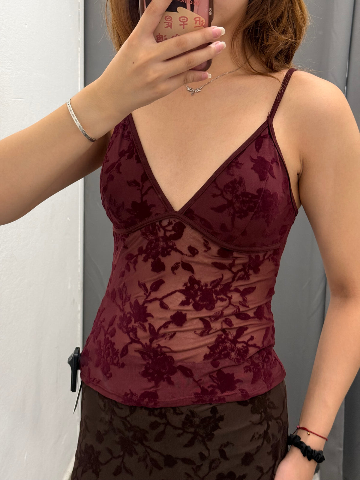 Top Semitrasparente Con Stampe Fiorate In Velluto FGD MODA
