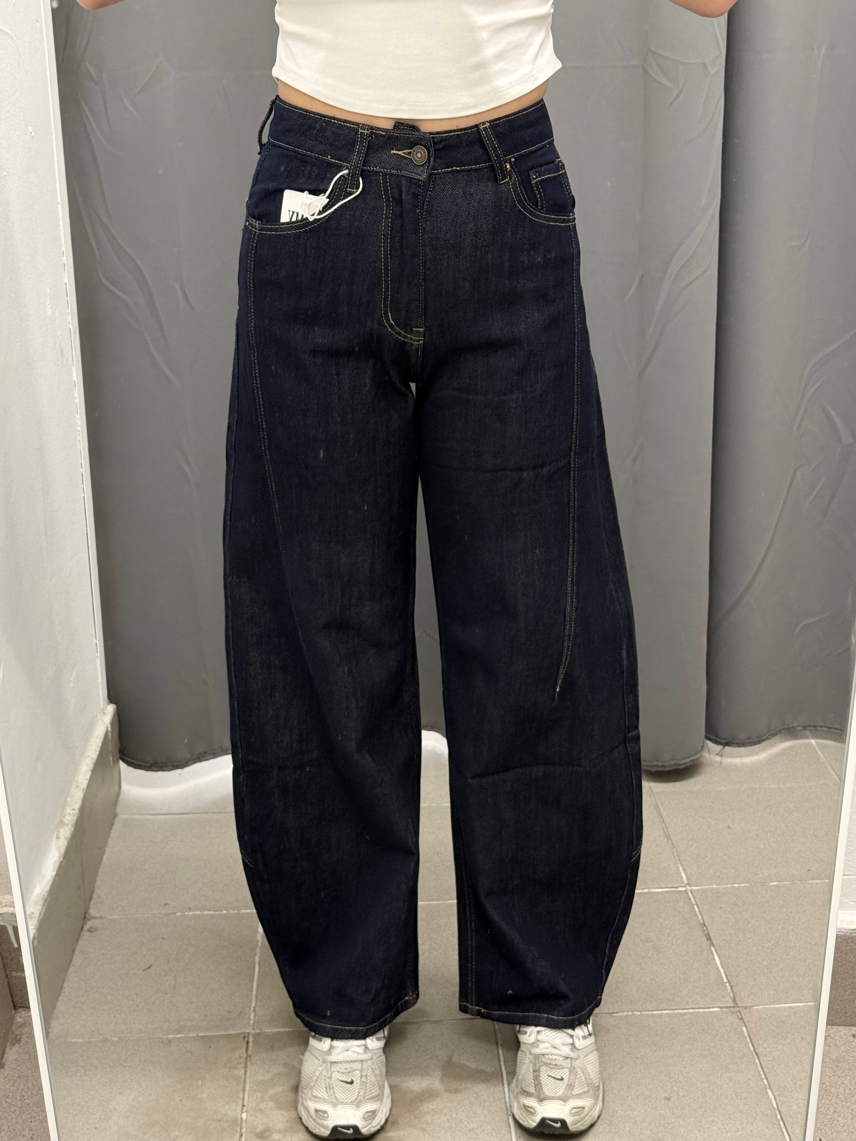 Jeans Barrell Lavaggio Zero con Cuciture Y602 FGD MODA