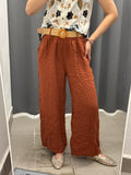 Pantaloni 100% lino a palazzo con cinta FGD MODA