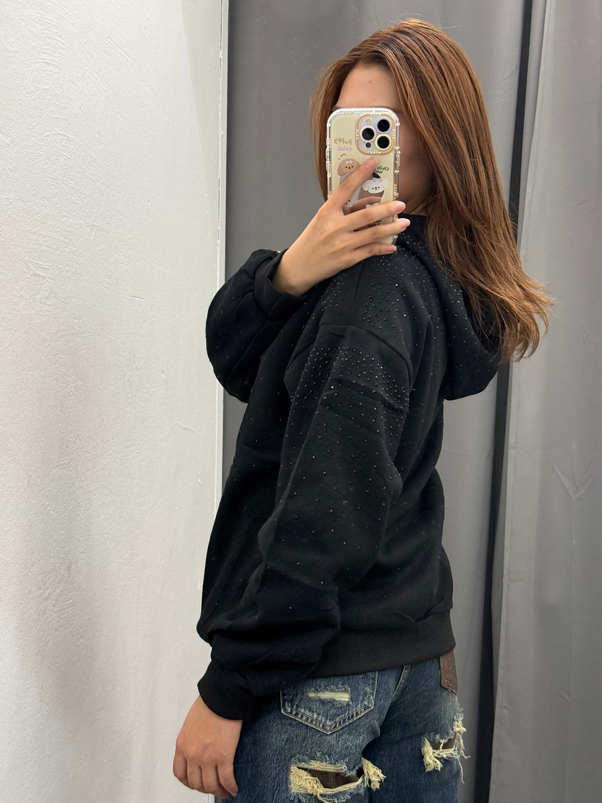 Felpa Felpata Con Brillantini E Cappuccio FGD MODA
