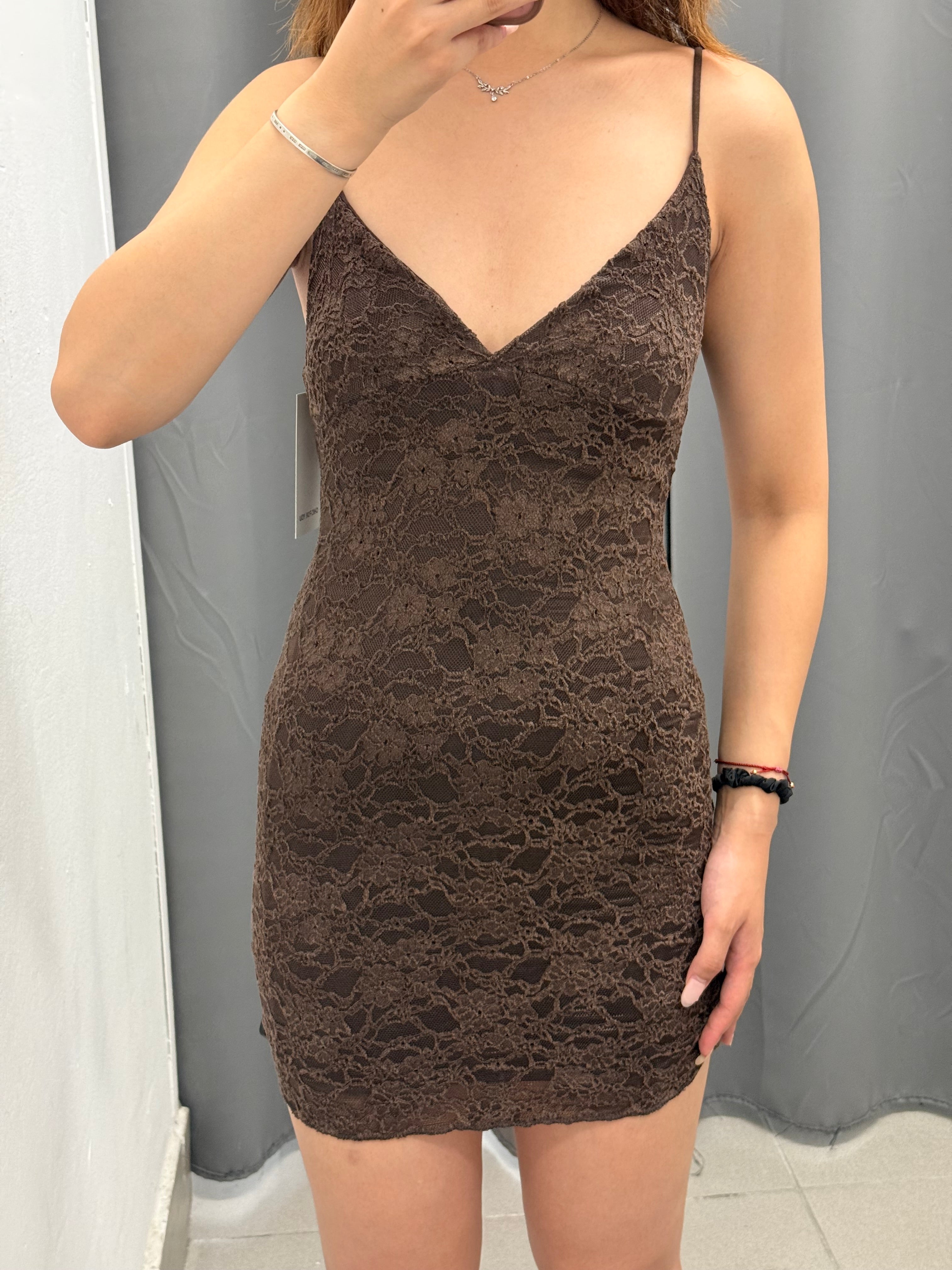 Abito Corto In Pizzo Con Spalline Regolabili FGD MODA