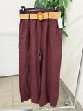 Pantaloni 100% lino a palazzo con cinta FGD MODA