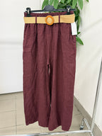 Pantaloni 100% lino a palazzo con cinta FGD MODA