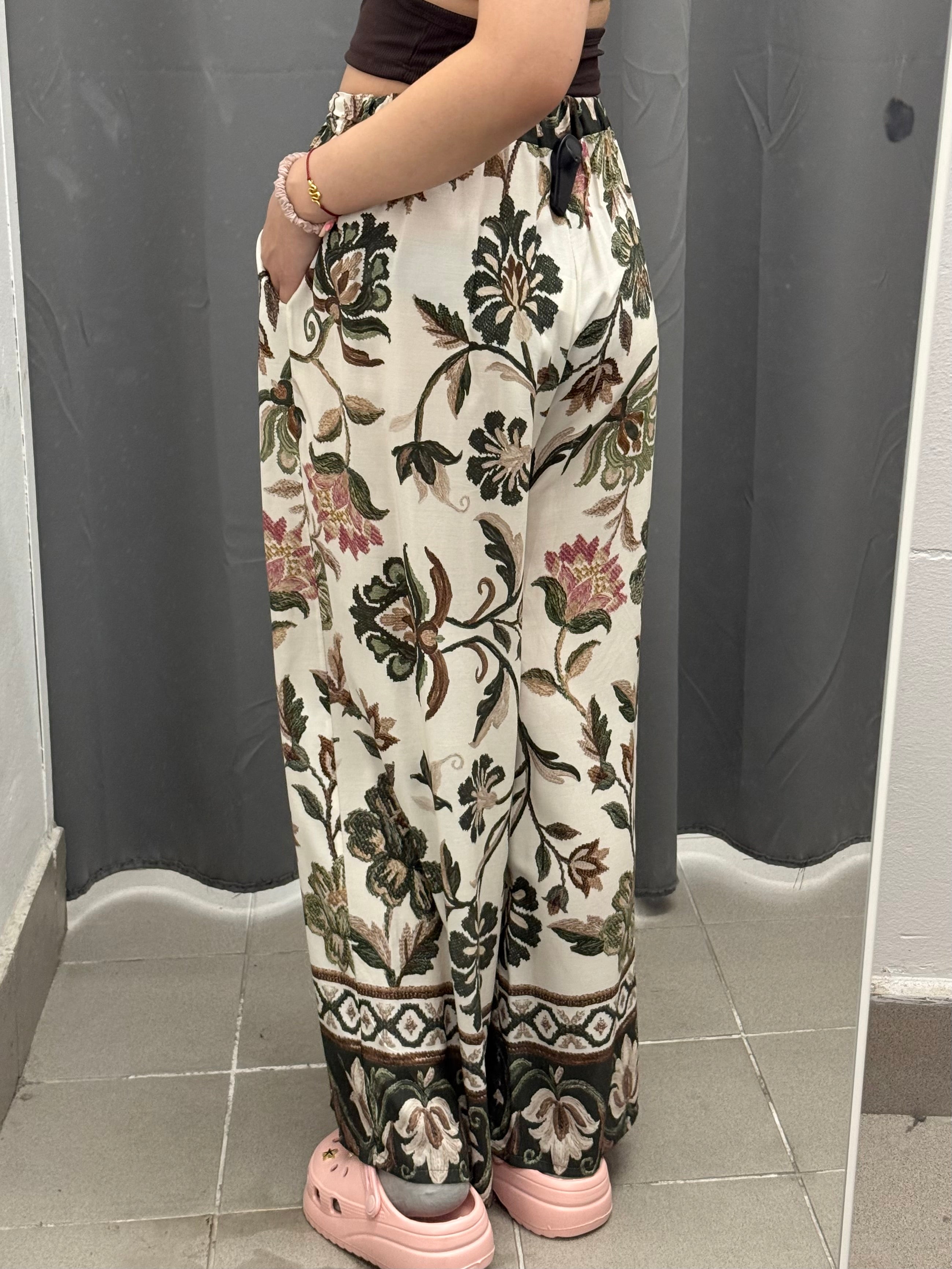 Pantaloni 100% Viscosa a Palazzo a Fantasia FGD MODA