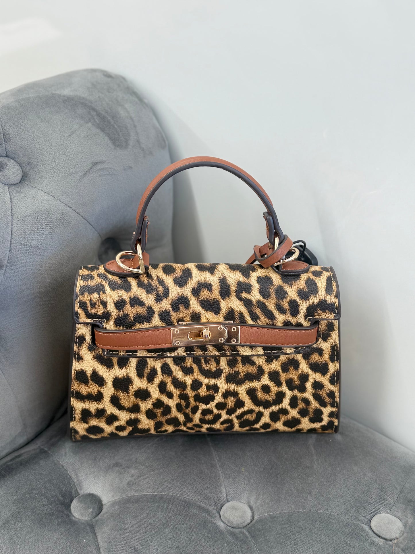 Borsa leopardata con tracolla Small