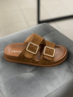 Ciabatta in camoscio con fibbie HF-80 FGD MODA