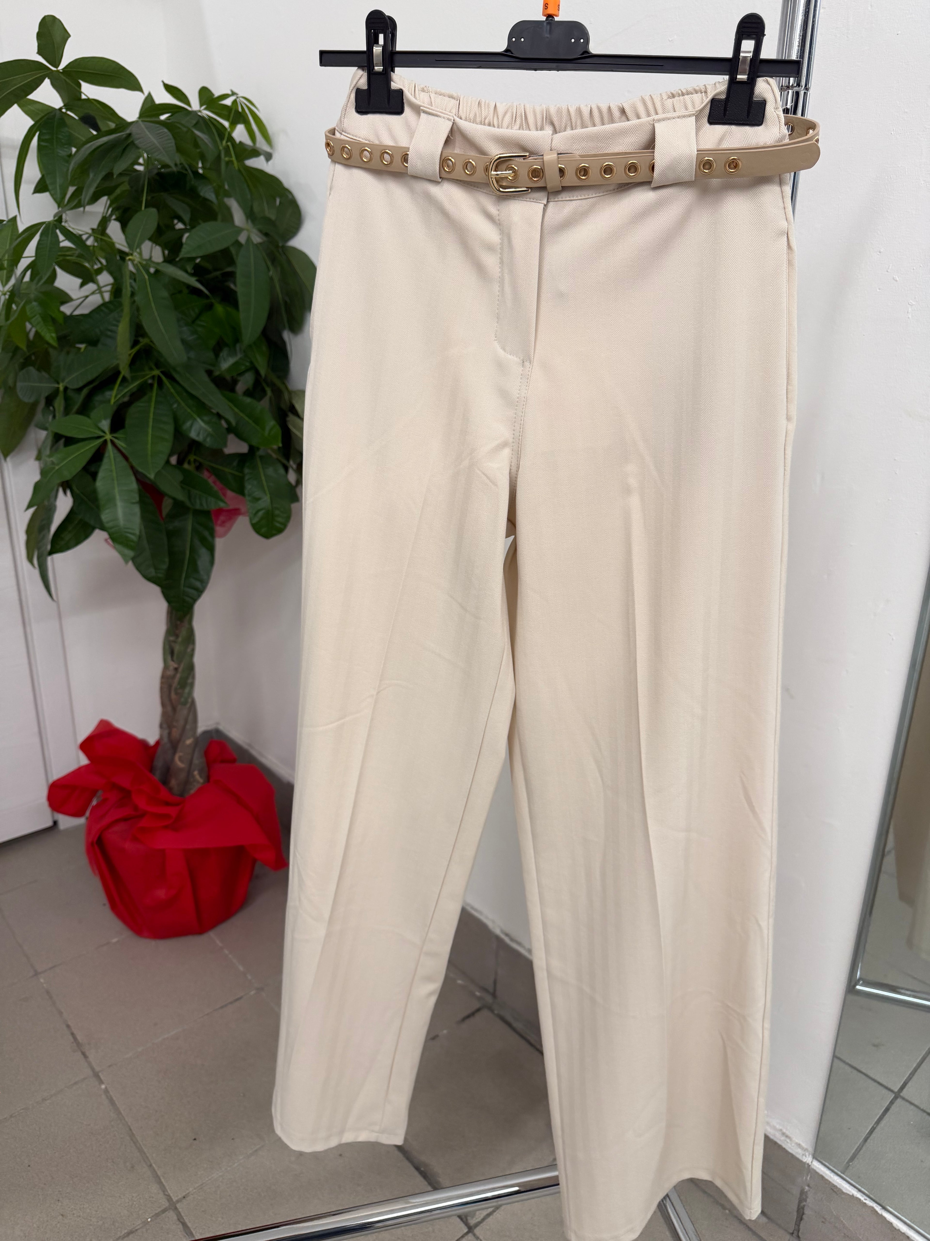 Pantalone a palazzo motivo a righe con contura FGD MODA