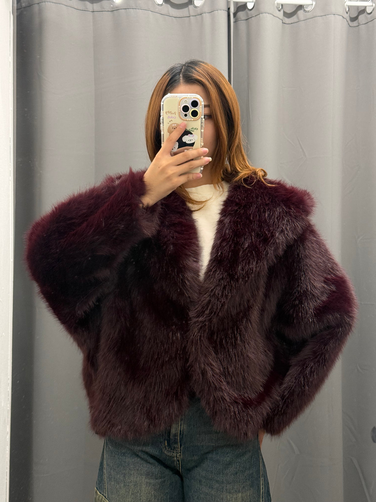 Giacca Pelliccia Over Fit Con Cappuccio FGD MODA