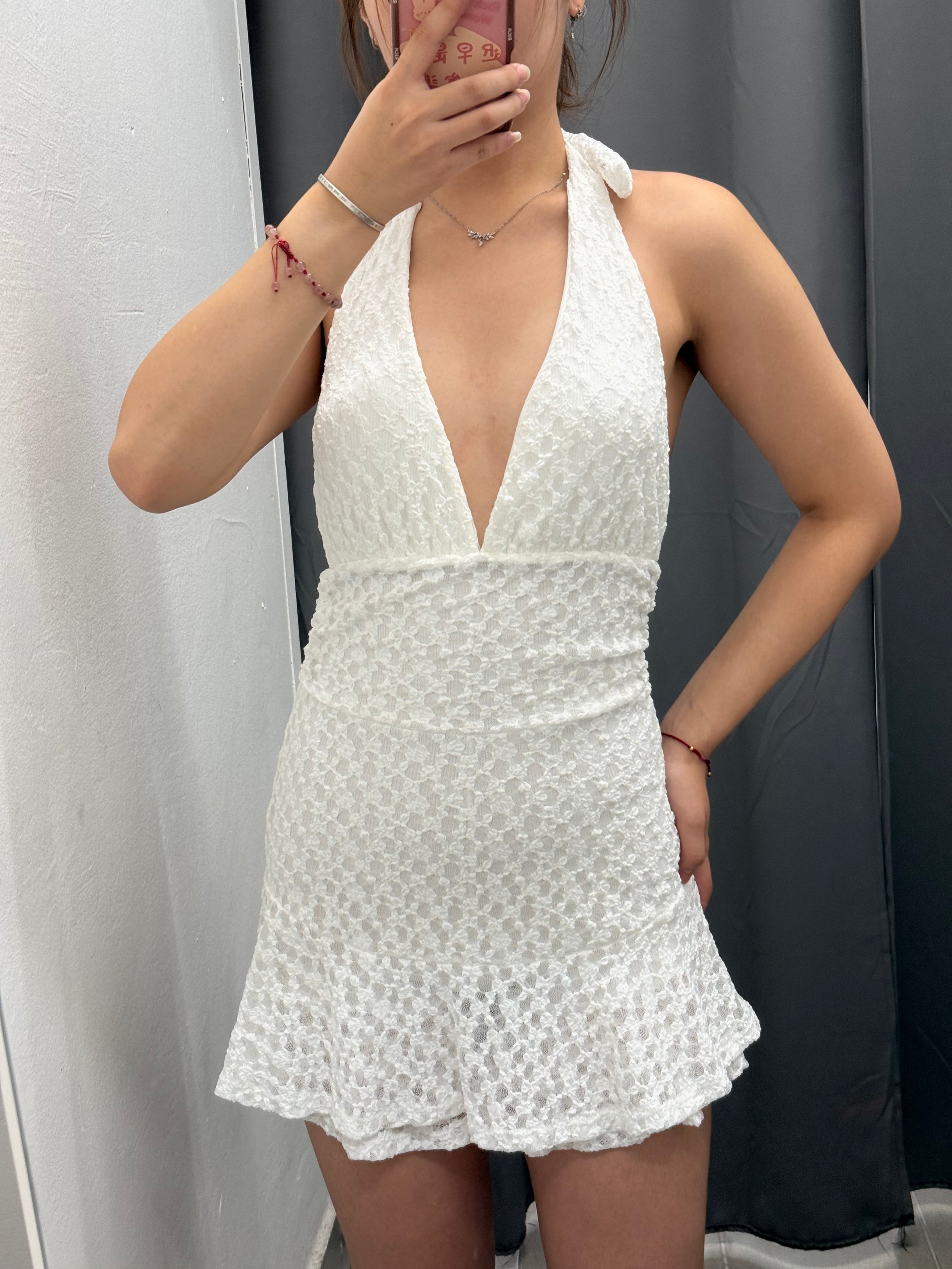 Jumpsuit Corta in Pizzo con Collo Halter FGD MODA