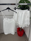 Set coordinato effetto raso Canotta e Pantaloncini con pizzo FGD MODA