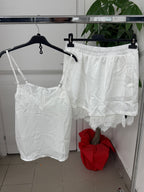 Set coordinato effetto raso Canotta e Pantaloncini con pizzo FGD MODA