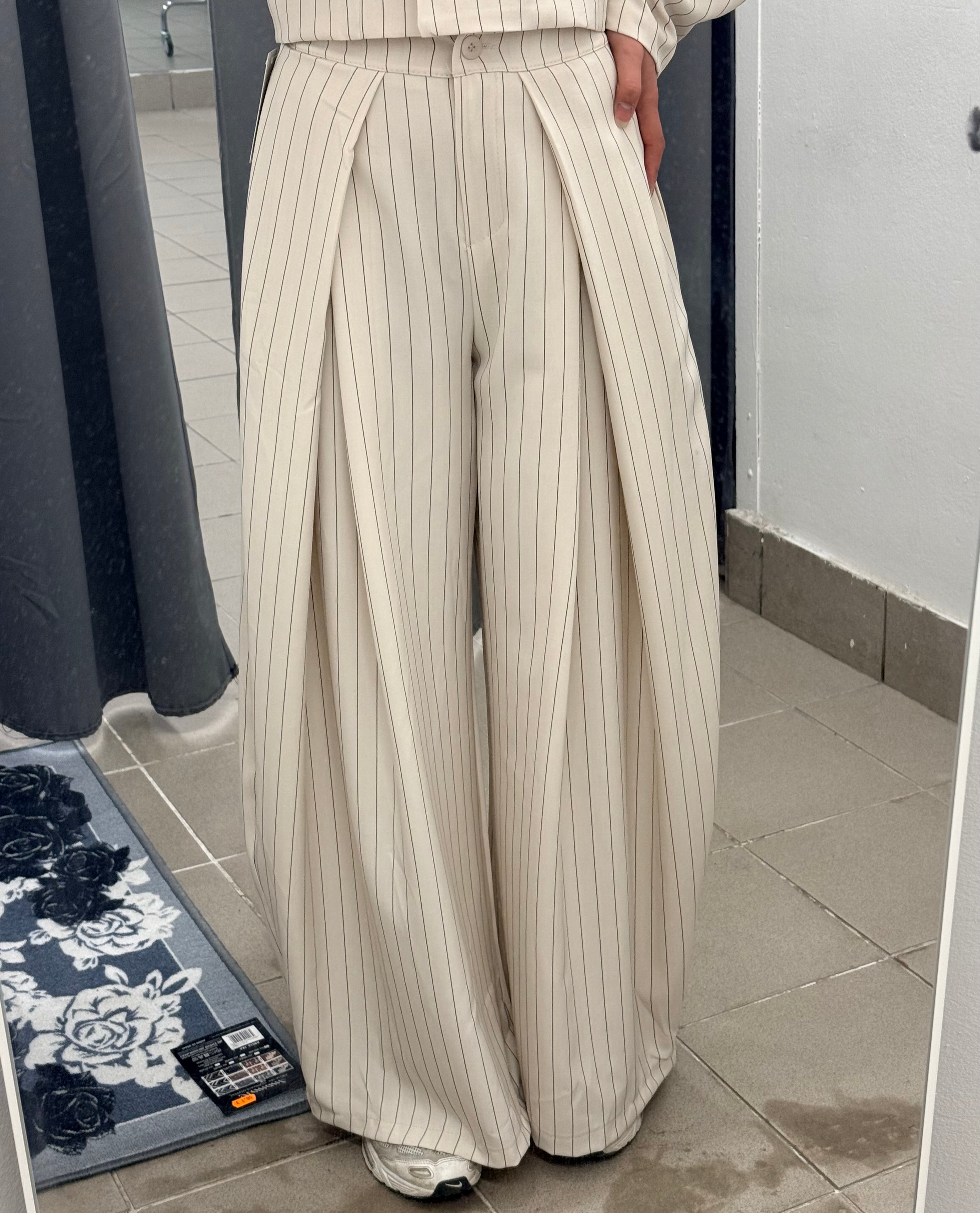Pantaloni balloon a righe con pence FGD MODA