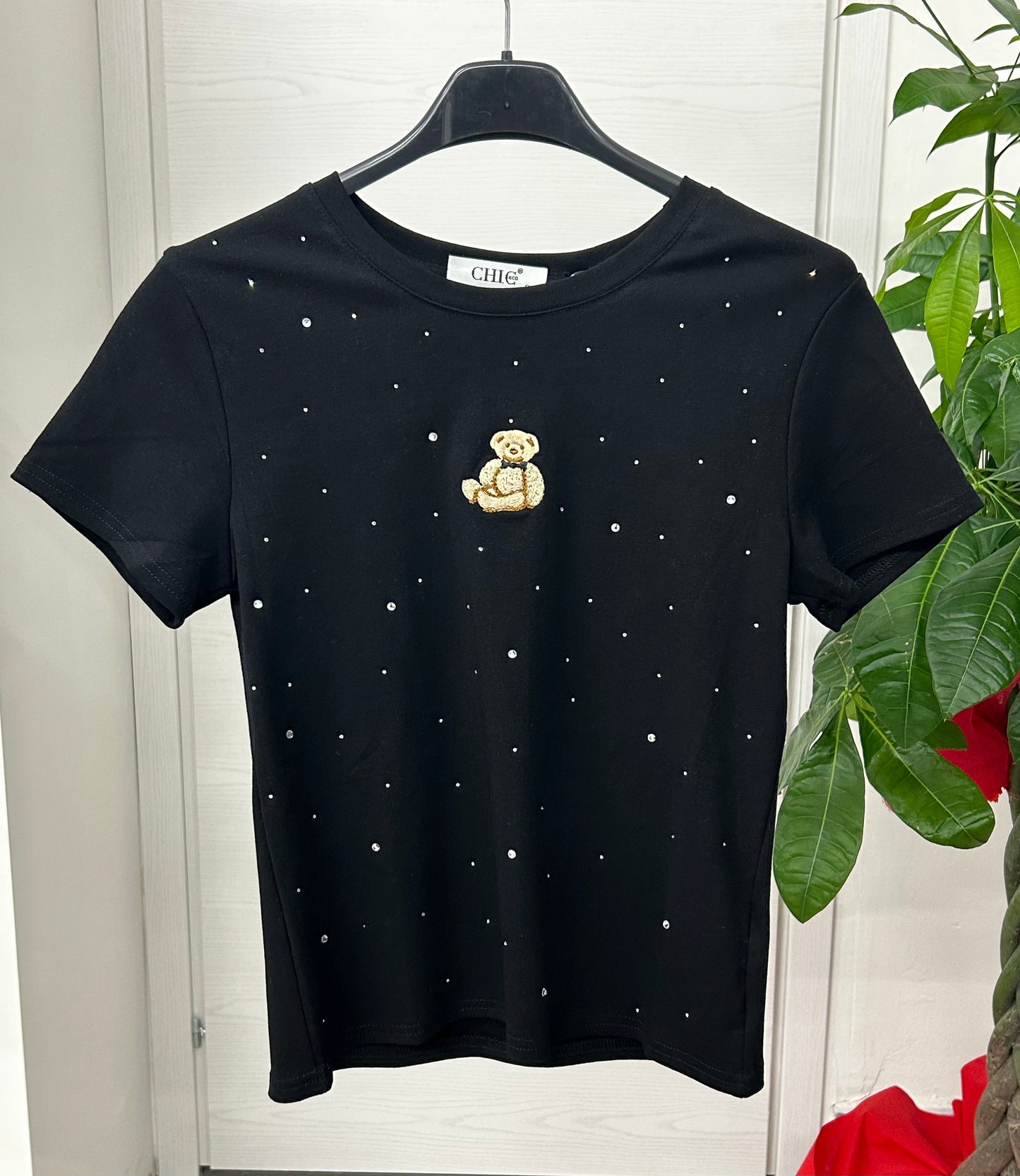 T-shirt brillantinata con teddy bear FGD MODA
