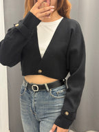 Cardigan Crop Incrociato Con Bottone FGD MODA