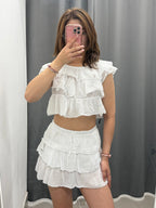 Set Coordinato 100% Cotone Top e Gonna a Balze FGD MODA
