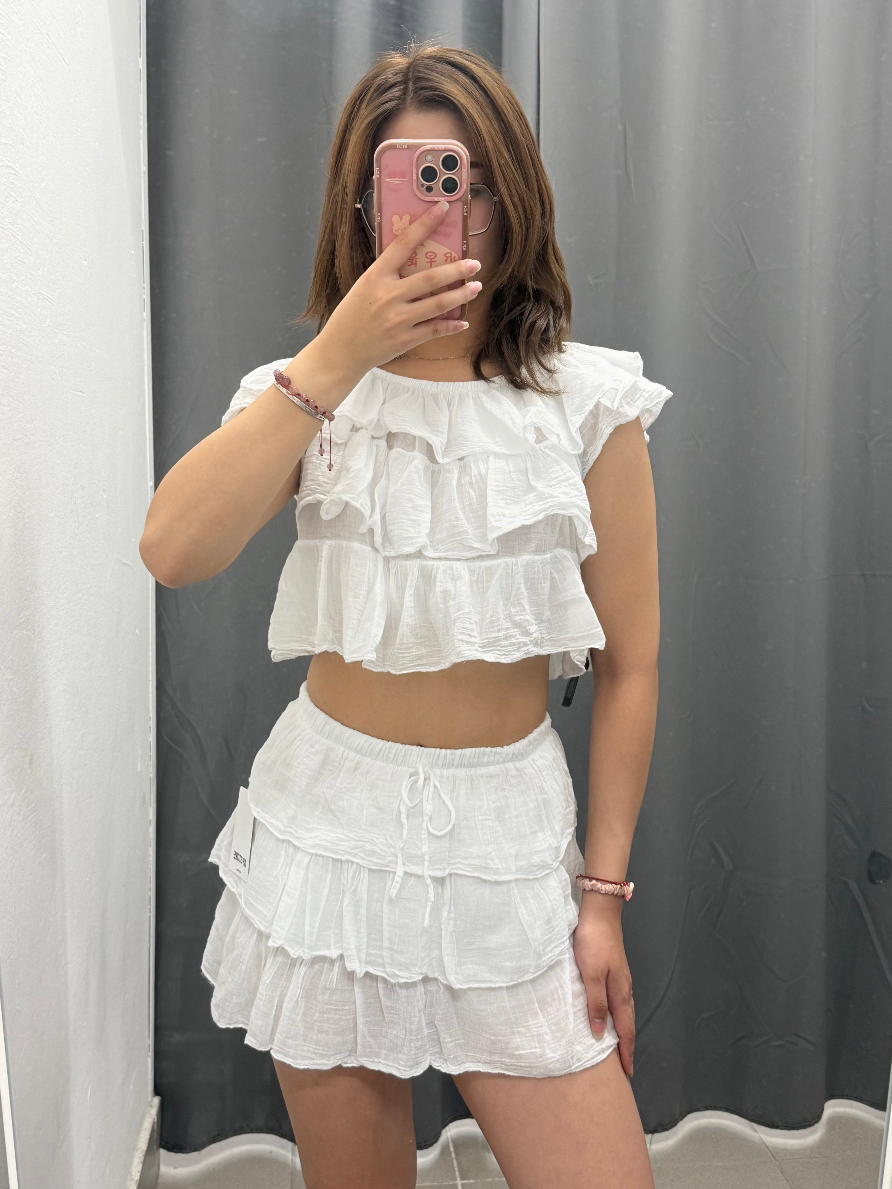 Set Coordinato 100% Cotone Top e Gonna a Balze FGD MODA