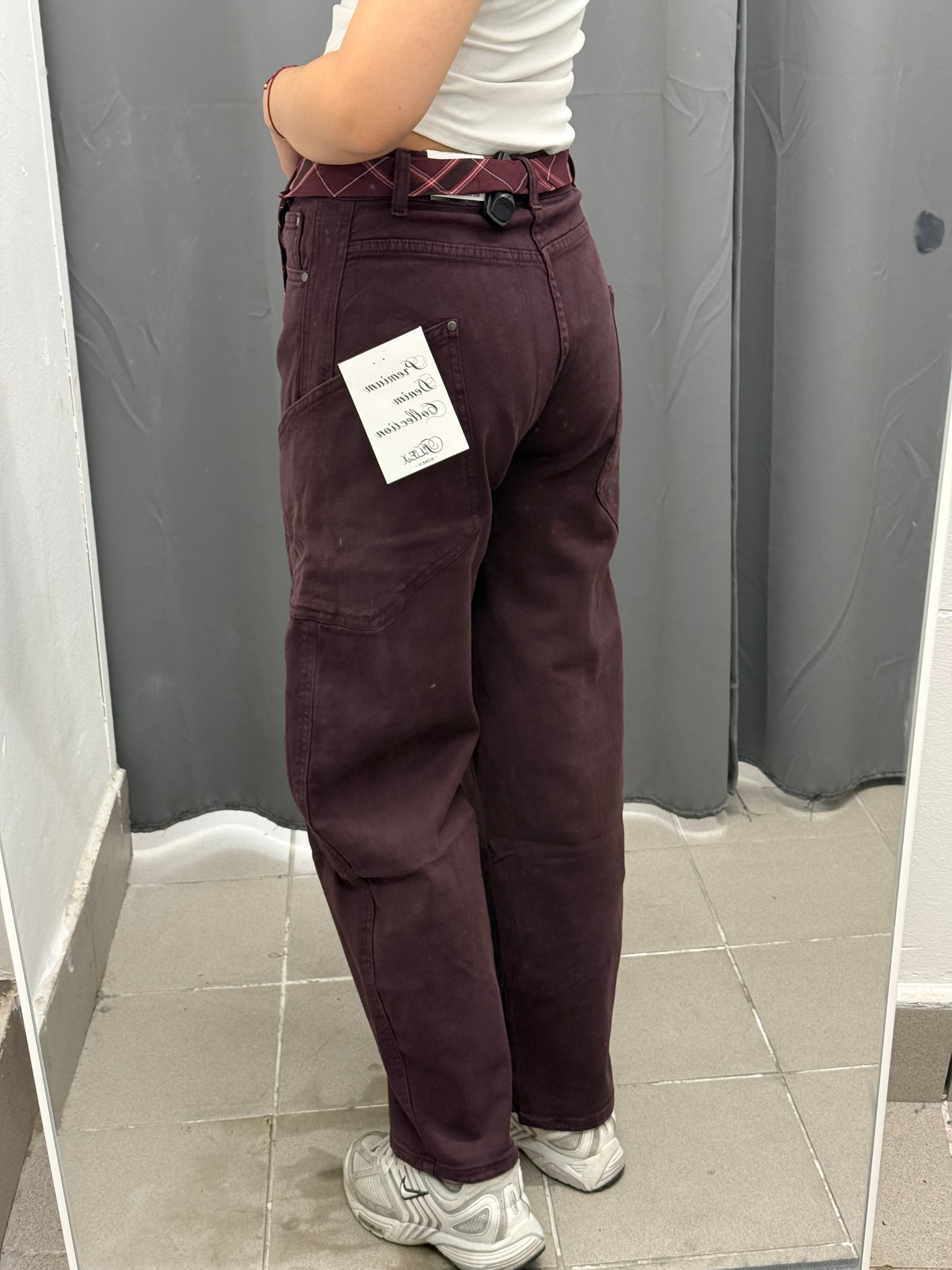 Jeans Baggy con Tasche Laterali con Cravatta FGD MODA