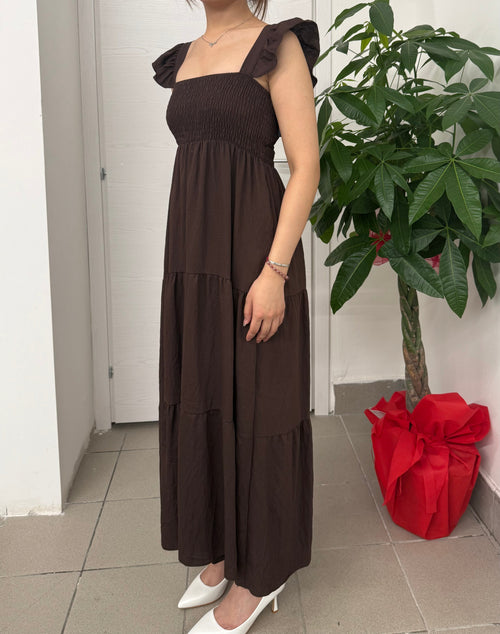 Abito lungo con spalline volant FGD MODA
