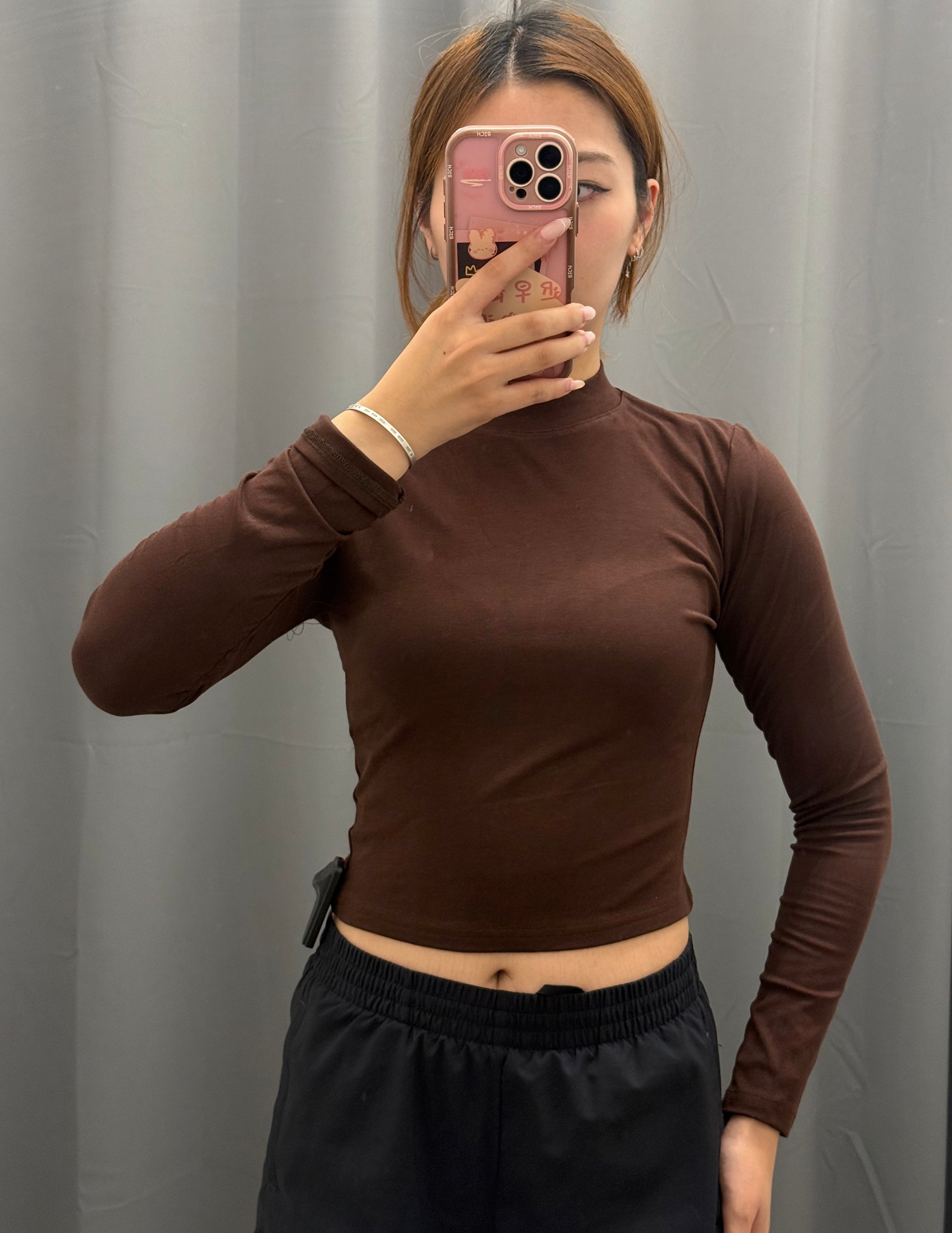 Maglietta Basic Crop Con Collo A Lupetto FGD MODA