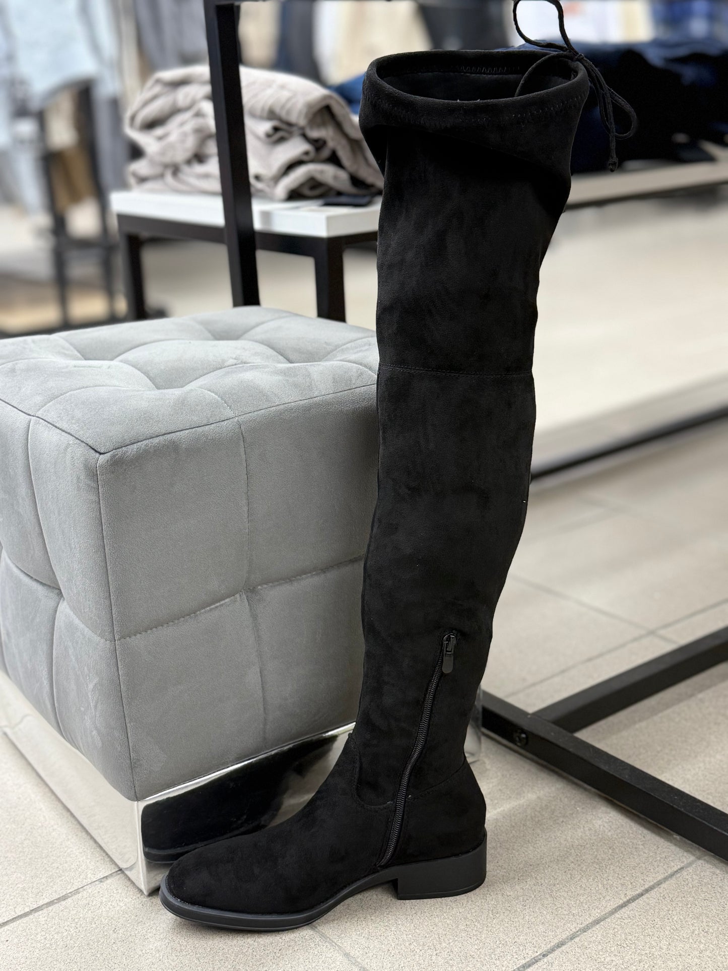 Stivali alti in camoscio tacco 3cm