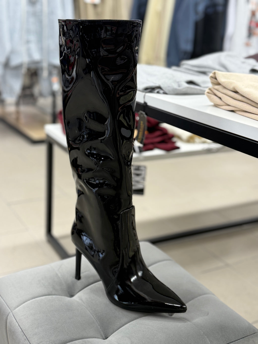 Stivali alti in vinile lucidi tacco 8cm FGD MODA