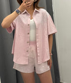 Set coordinato in cotone brillantinato Camicia e Pantaloncini FGD MODA