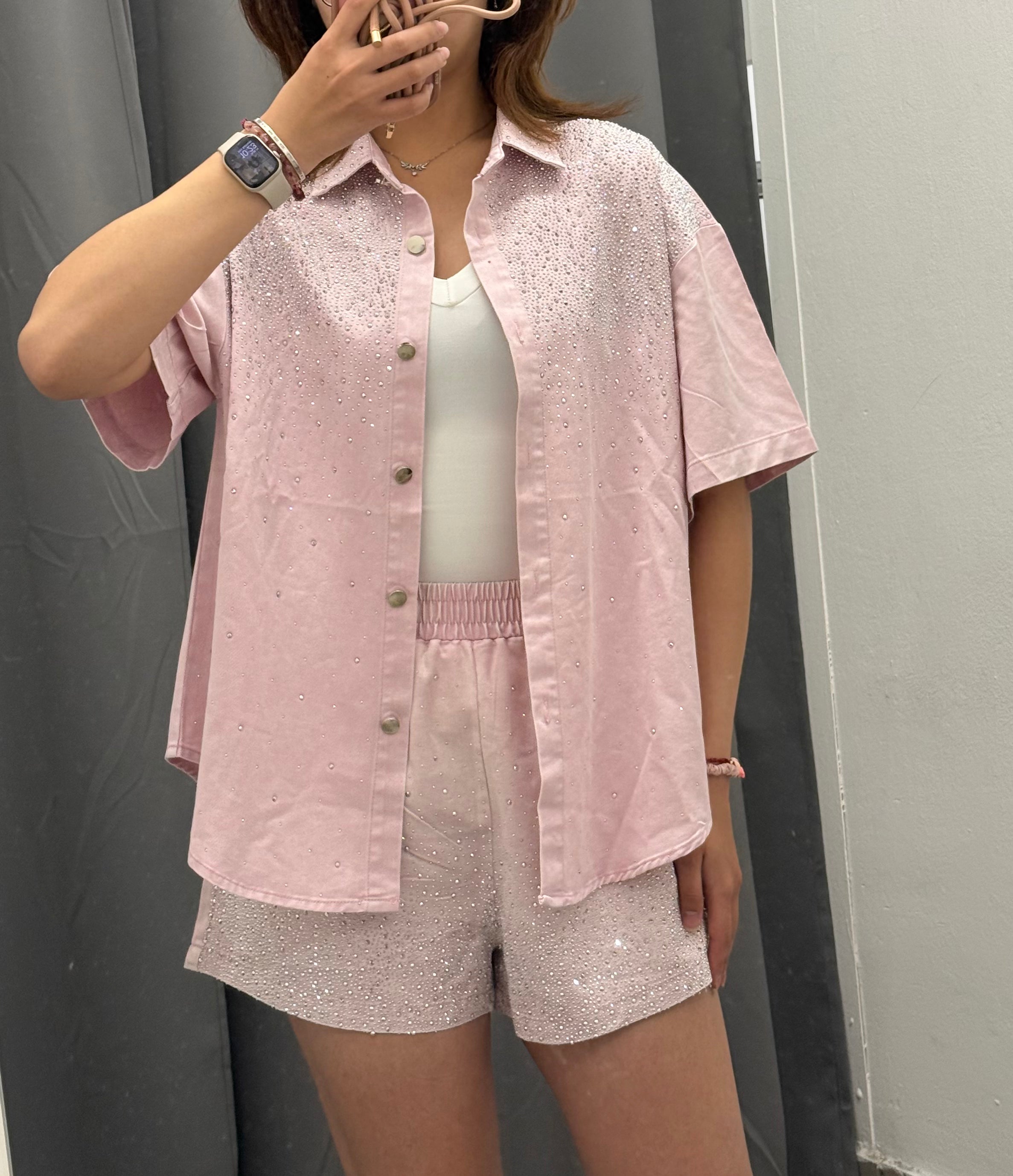 Set coordinato in cotone brillantinato Camicia e Pantaloncini FGD MODA