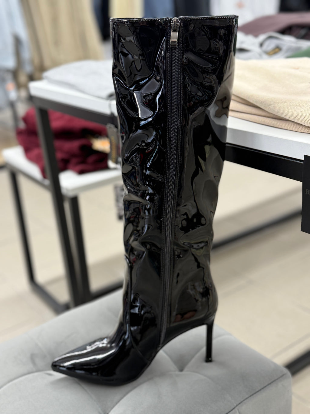 Stivali alti in vinile lucidi tacco 8cm FGD MODA