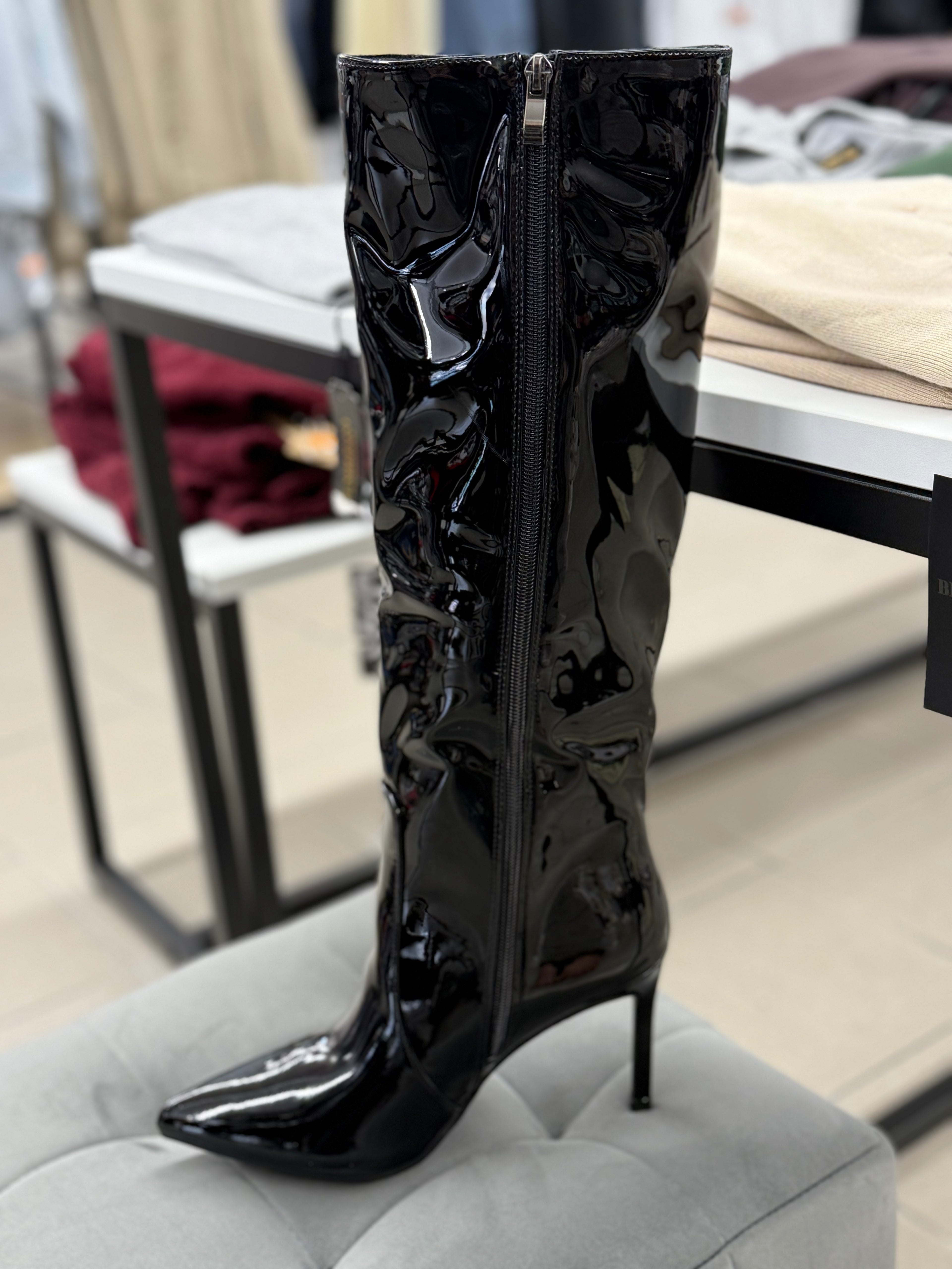 Stivali alti in vinile lucidi tacco 8cm FGD MODA