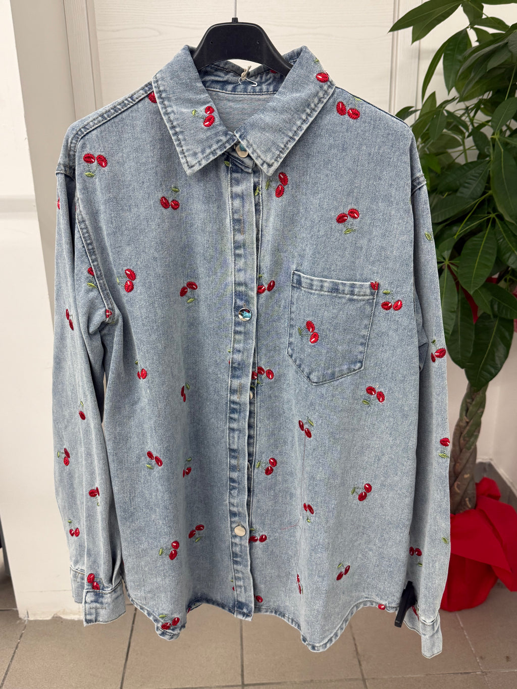 Giacca denim Cherry con taschino