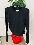 Maglietta in lycra con arricciatura sui lati con spalline imbottite e manicotto FGD MODA