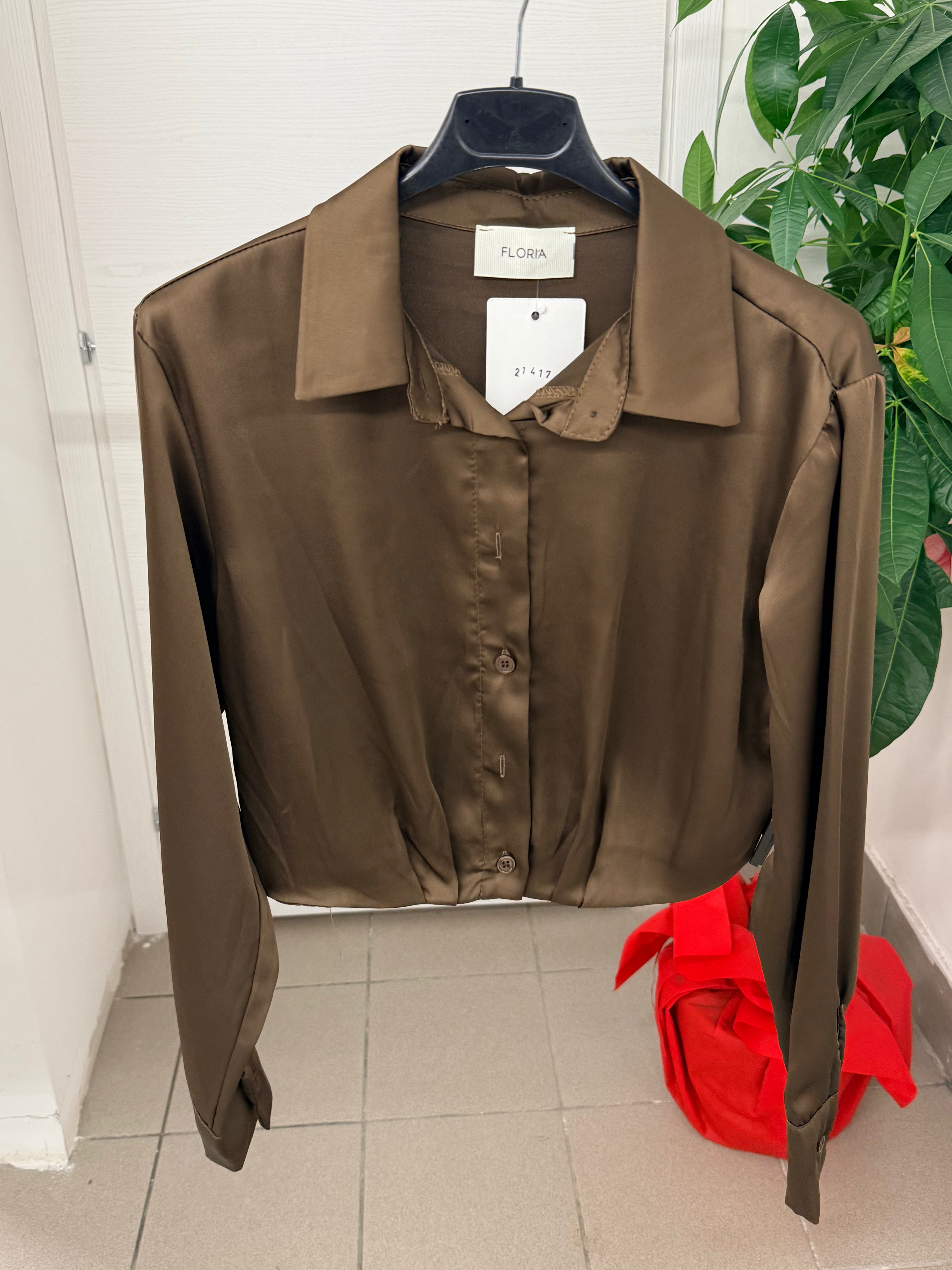 Camicia raso crop con elastico FGD MODA