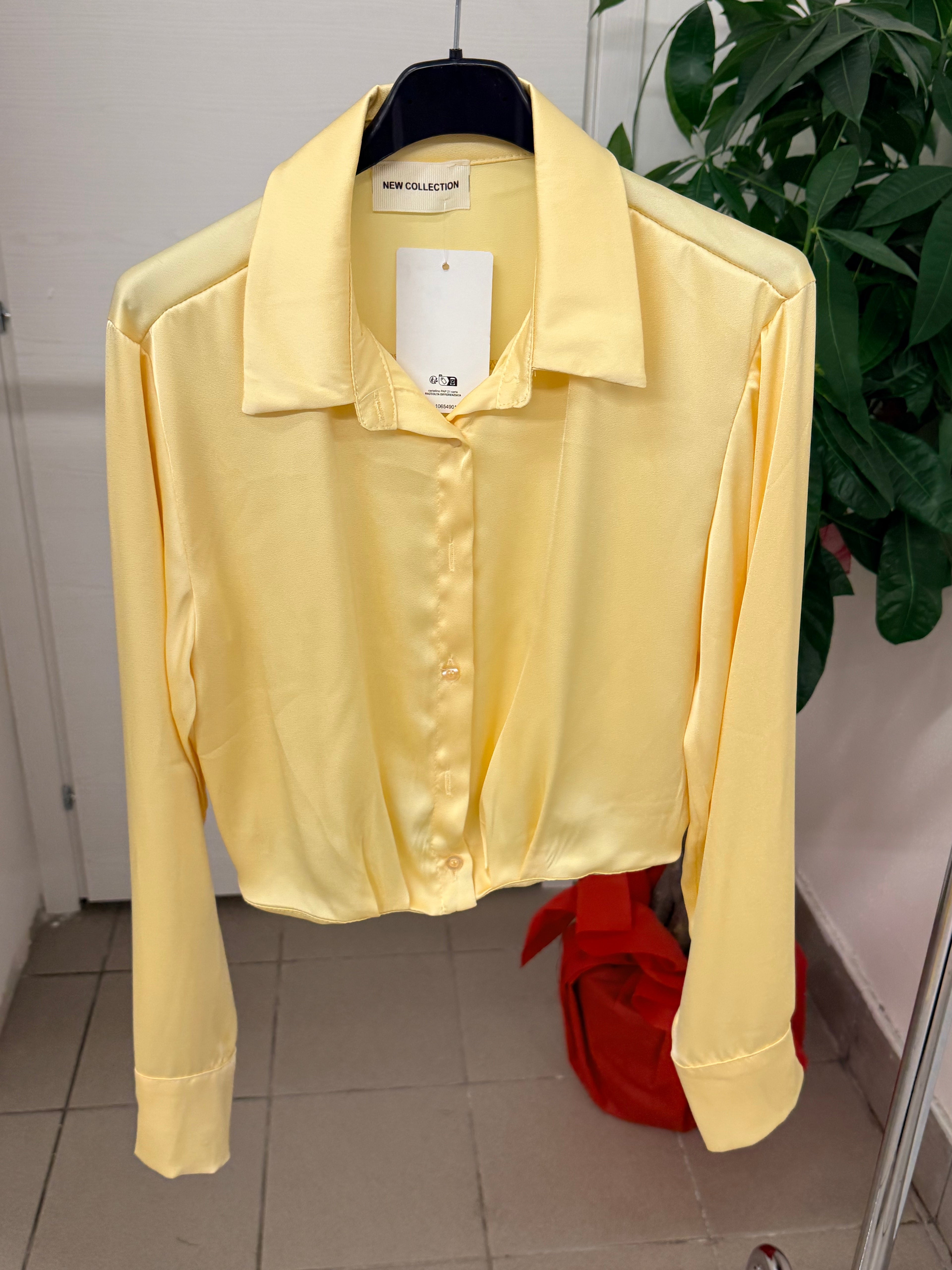 Camicia raso crop con elastico FGD MODA