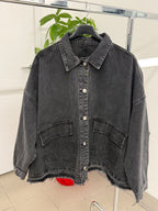 Giacca denim con tasche brillantinate taglia curvy