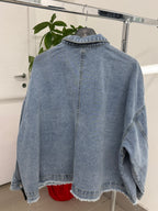 Giacca denim con tasche brillantinate taglia curvy