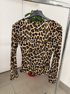 Maglietta leopardata scollo quadrato FGD MODA