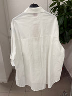 Camicia in cotone tinta unita con ricami fiorati e brillantini FGD MODA