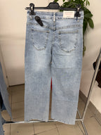 Jeans palazzo brillantini rosa effetto maculato FGD MODA