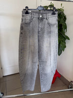 Jeans balloon grigio con brillantini FGD MODA